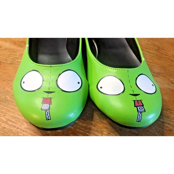 Nickelodeon Invader Zim Women's Shoes Slip On Green Cartoon Rare HTF Flats - Picture 2 of 14